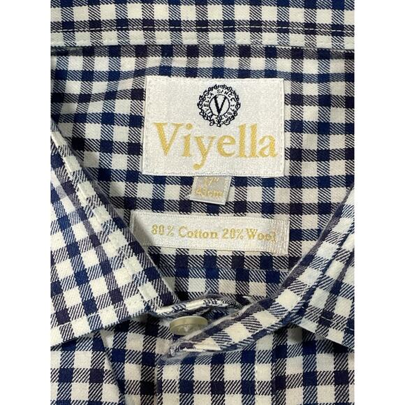 Viyella Wool Cotton Blend Long Sleeve Button Down Shirt Mens 17” (43cm) - Picture 9 of 10